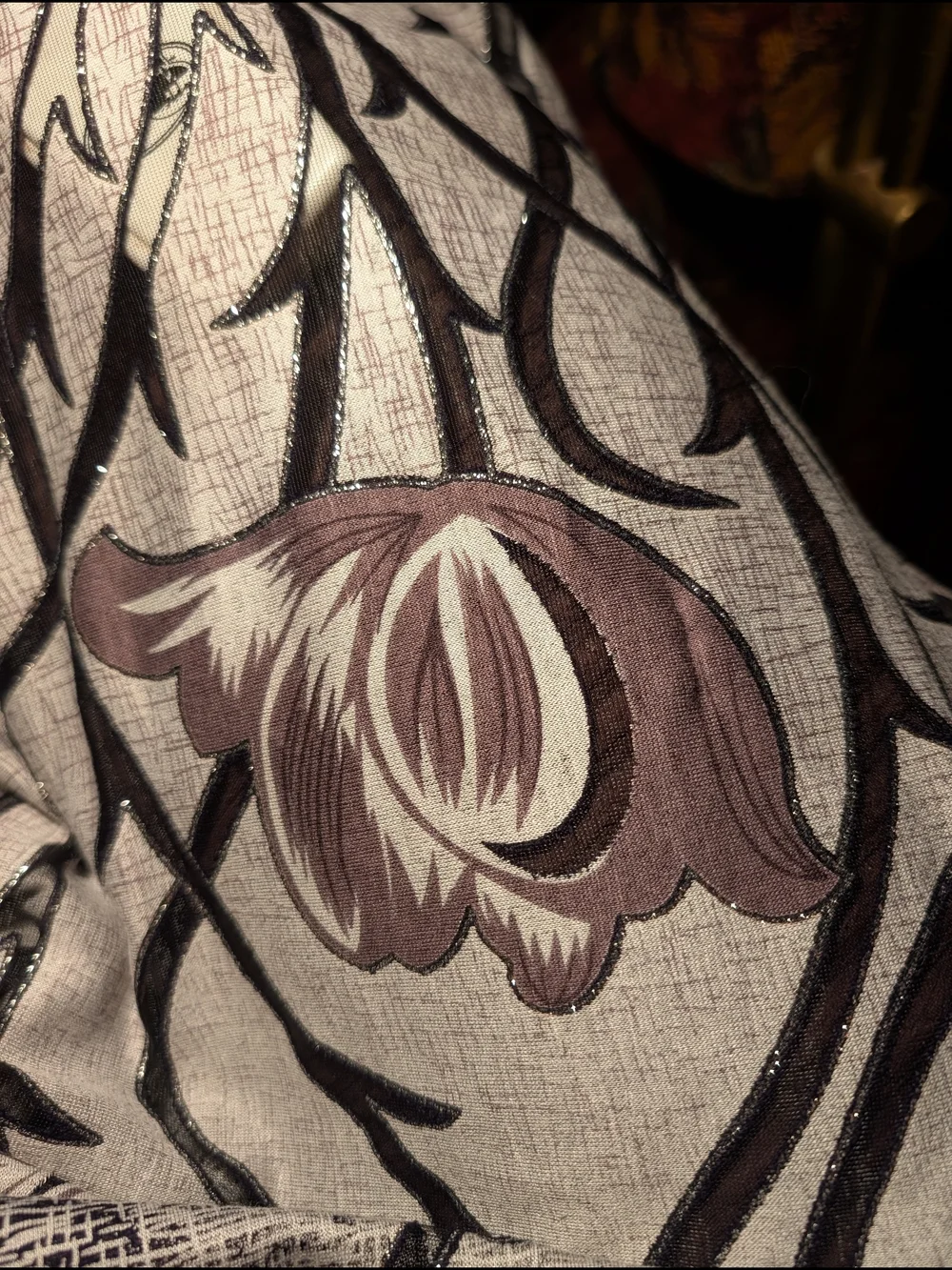 VTG Whimsigoth Art Nouveau Tulip Sheer Mesh Scarf Extra Long 8